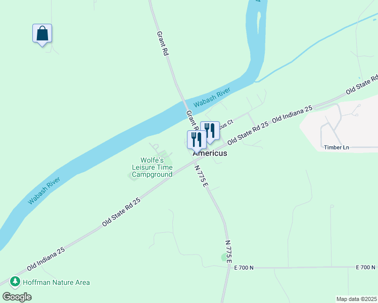 map of restaurants, bars, coffee shops, grocery stores, and more near Lafayette Street in Tippecanoe County