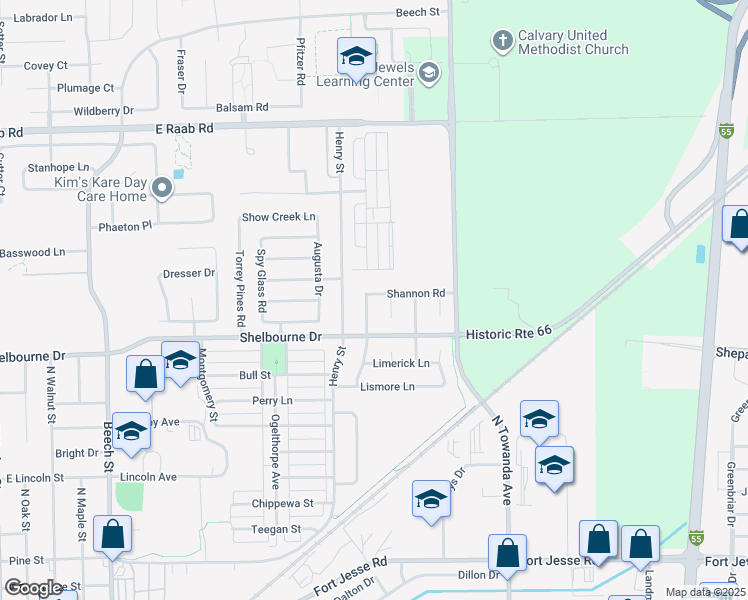 map of restaurants, bars, coffee shops, grocery stores, and more near 1502 Dublin Drive in Normal