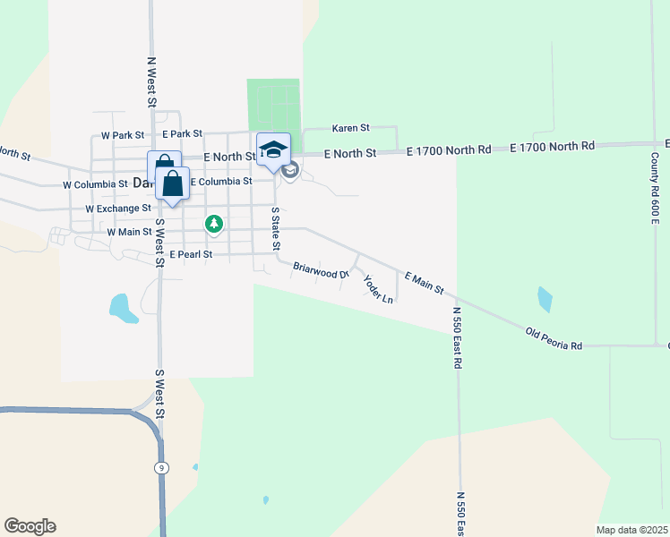 map of restaurants, bars, coffee shops, grocery stores, and more near 619 East Main Street in Danvers