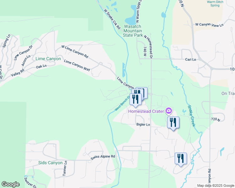 map of restaurants, bars, coffee shops, grocery stores, and more near 954 Schneitter Circle in Midway