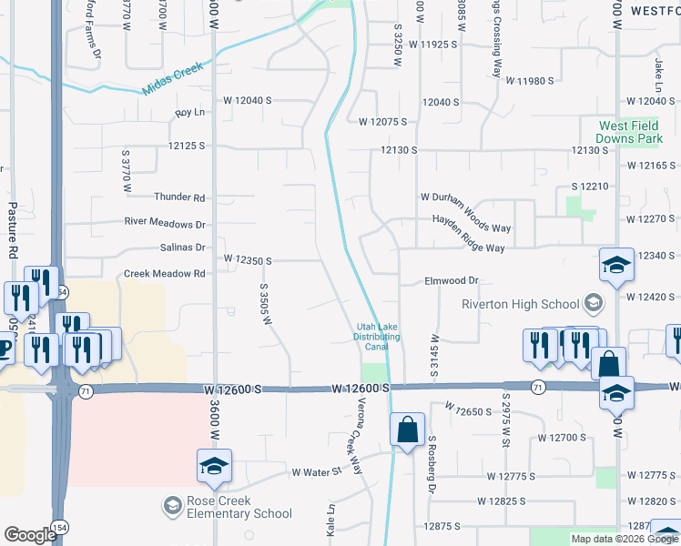 map of restaurants, bars, coffee shops, grocery stores, and more near 12322 s Juniper Haven Drive in Riverton