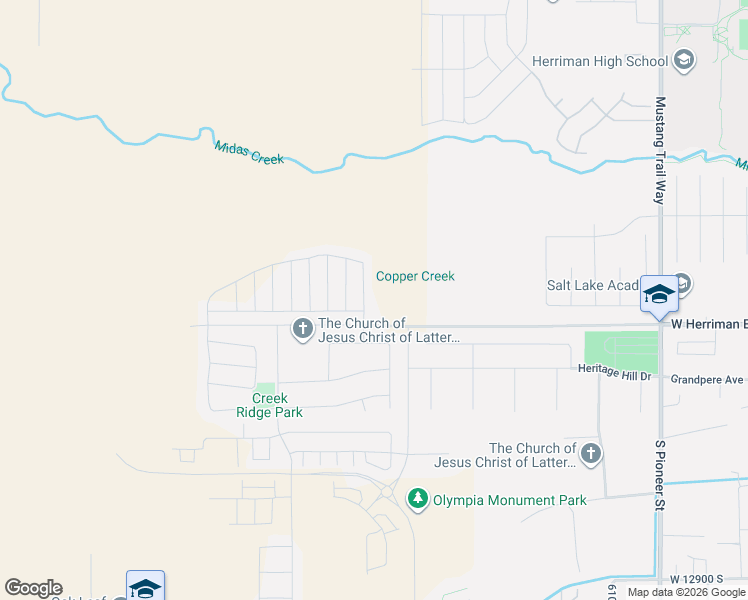 map of restaurants, bars, coffee shops, grocery stores, and more near 6801 West 11800 South in Herriman