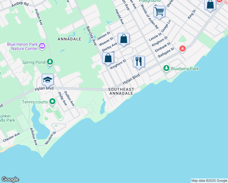 map of restaurants, bars, coffee shops, grocery stores, and more near 81 Allen Place in Staten Island