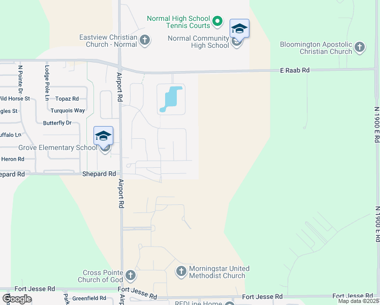 map of restaurants, bars, coffee shops, grocery stores, and more near 1024 Stags Leap Road in Normal