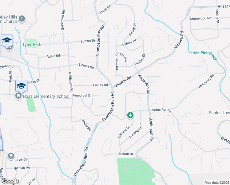 map of restaurants, bars, coffee shops, grocery stores, and more near 829 Vilsack Road in Glenshaw