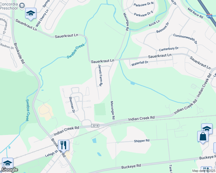 map of restaurants, bars, coffee shops, grocery stores, and more near 3380 Macungie Road in Macungie