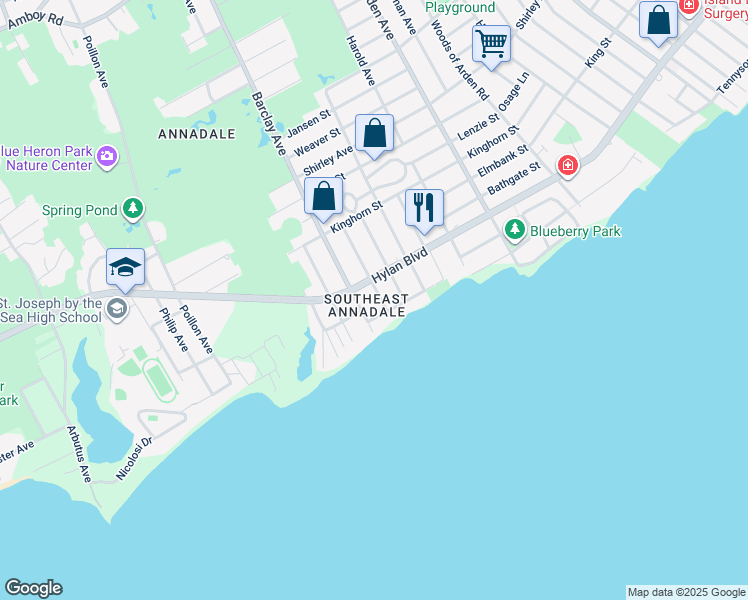 map of restaurants, bars, coffee shops, grocery stores, and more near 111 Ryan Place in Staten Island