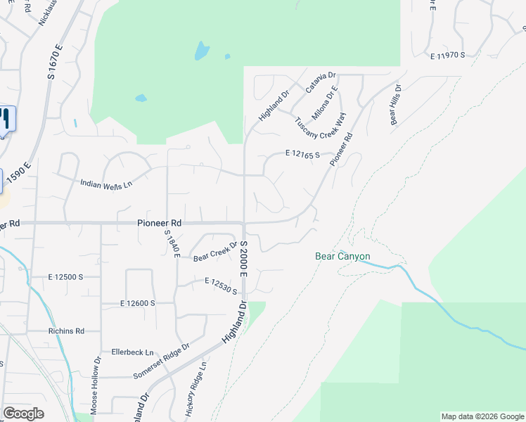 map of restaurants, bars, coffee shops, grocery stores, and more near 2016 Graystone Lane in Draper