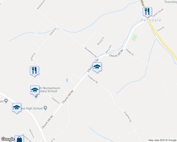 map of restaurants, bars, coffee shops, grocery stores, and more near 398 Church Hill Road in Kintnersville