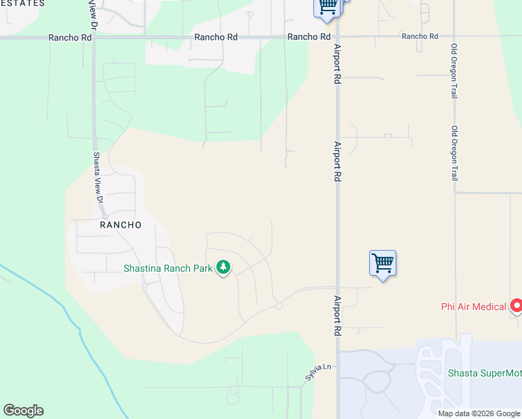 map of restaurants, bars, coffee shops, grocery stores, and more near 5534 Muir Peak Road in Redding