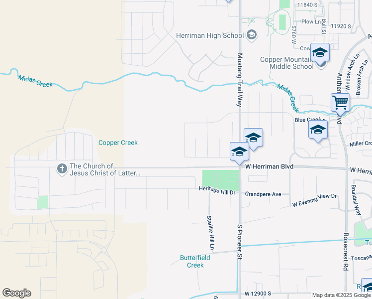 map of restaurants, bars, coffee shops, grocery stores, and more near 12349 Trout Lake Lane in Herriman