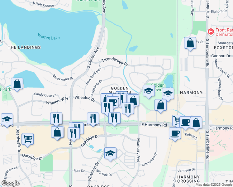map of restaurants, bars, coffee shops, grocery stores, and more near in Fort Collins