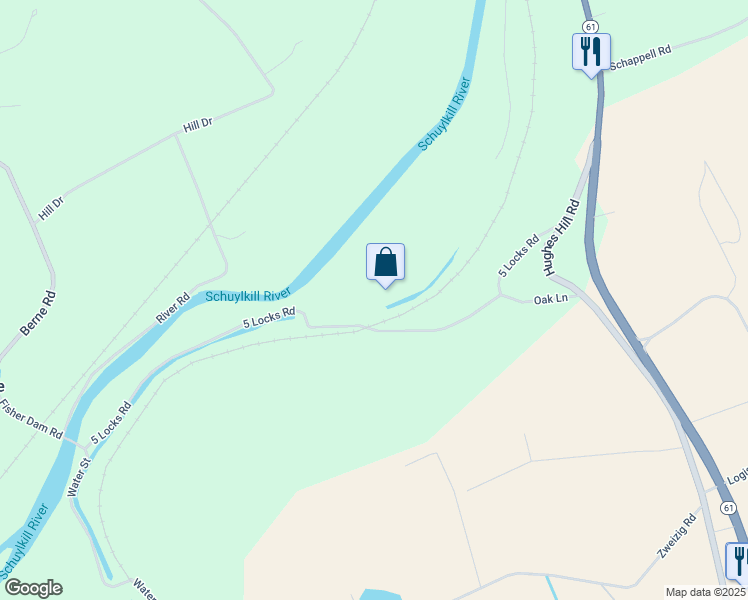 map of restaurants, bars, coffee shops, grocery stores, and more near 392 5 Locks Road in Shoemakersville