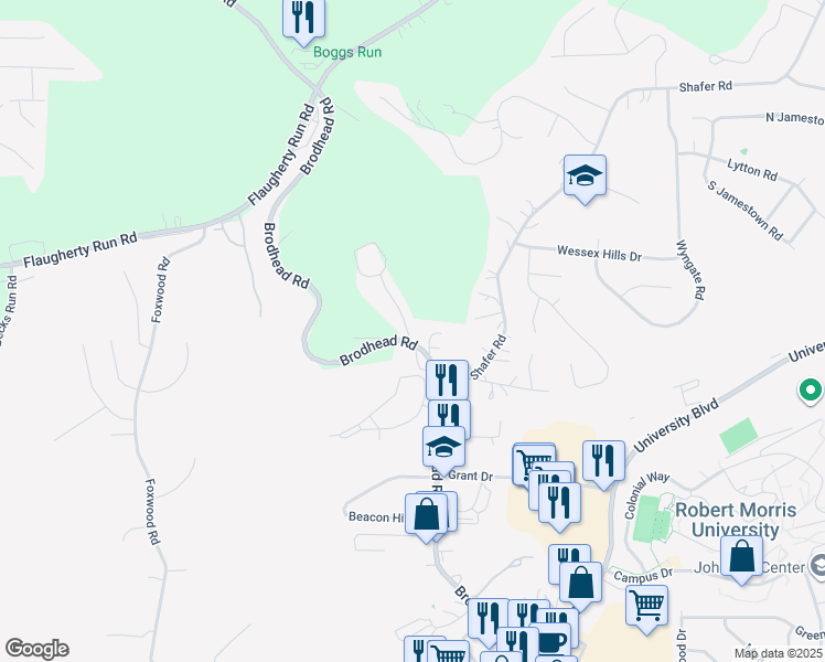 map of restaurants, bars, coffee shops, grocery stores, and more near 1035 Brodhead Road in Moon