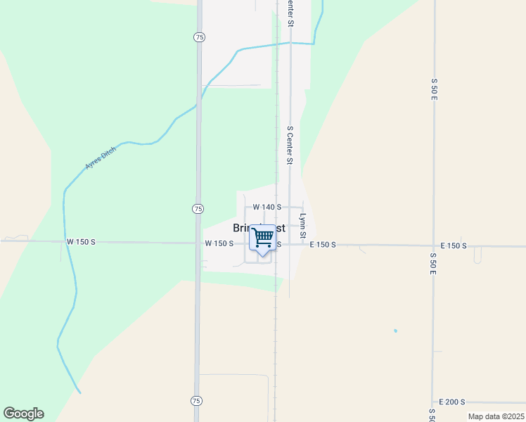 map of restaurants, bars, coffee shops, grocery stores, and more near 100 West 140 South in Bringhurst