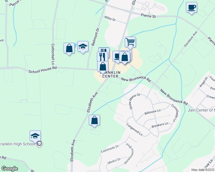 map of restaurants, bars, coffee shops, grocery stores, and more near 2205 Conrad Way in Franklin Township