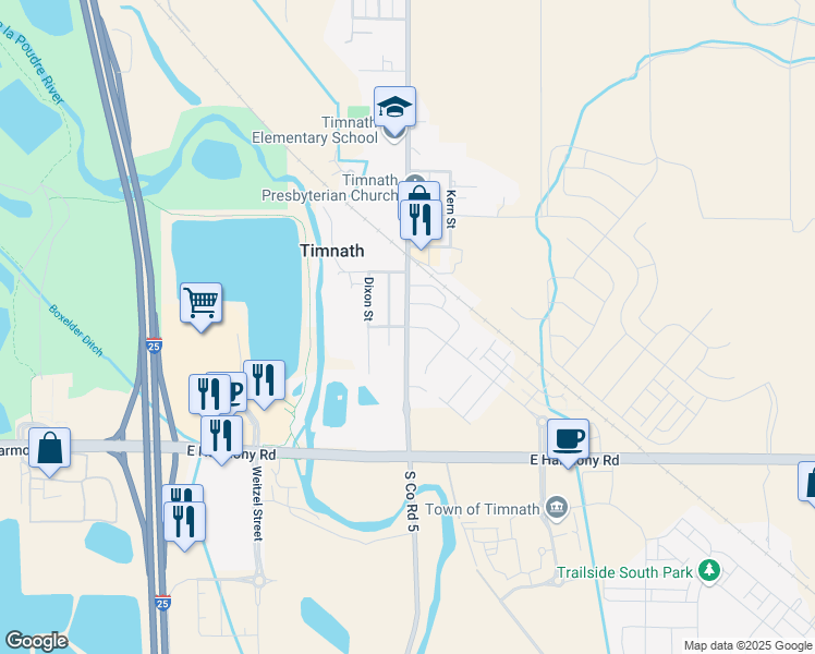 map of restaurants, bars, coffee shops, grocery stores, and more near in Timnath