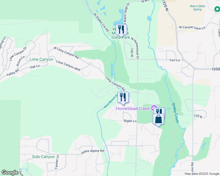 map of restaurants, bars, coffee shops, grocery stores, and more near 950 Schneitter Circle in Midway