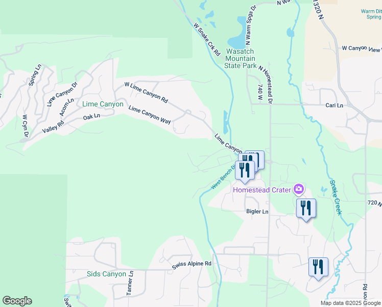 map of restaurants, bars, coffee shops, grocery stores, and more near 984 Uri Lane in Midway