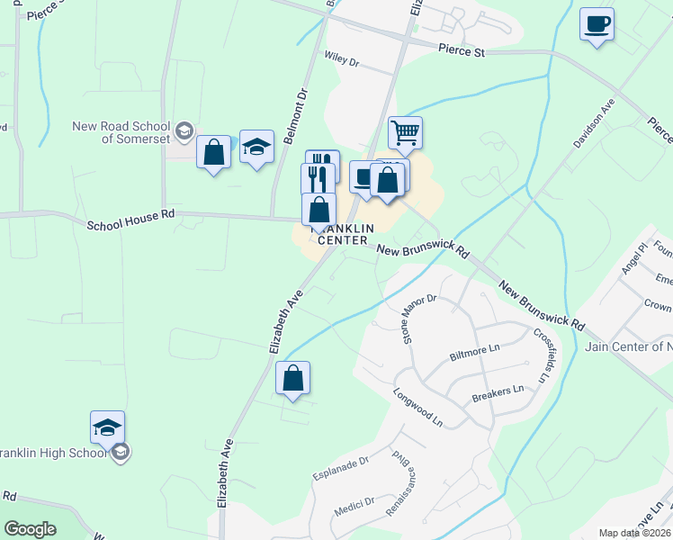map of restaurants, bars, coffee shops, grocery stores, and more near 2205 Conrad Way in Franklin Township