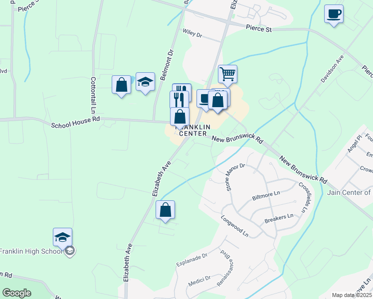 map of restaurants, bars, coffee shops, grocery stores, and more near 2205 Conrad Way in Franklin Township