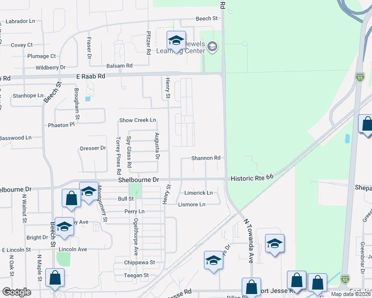 map of restaurants, bars, coffee shops, grocery stores, and more near 1311 Galway Court in Normal