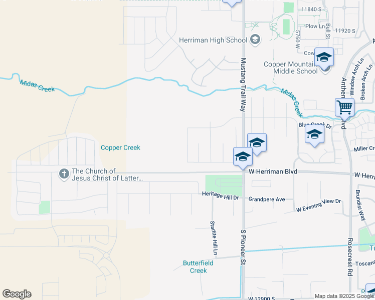 map of restaurants, bars, coffee shops, grocery stores, and more near 12349 Trout Lake Lane in Herriman