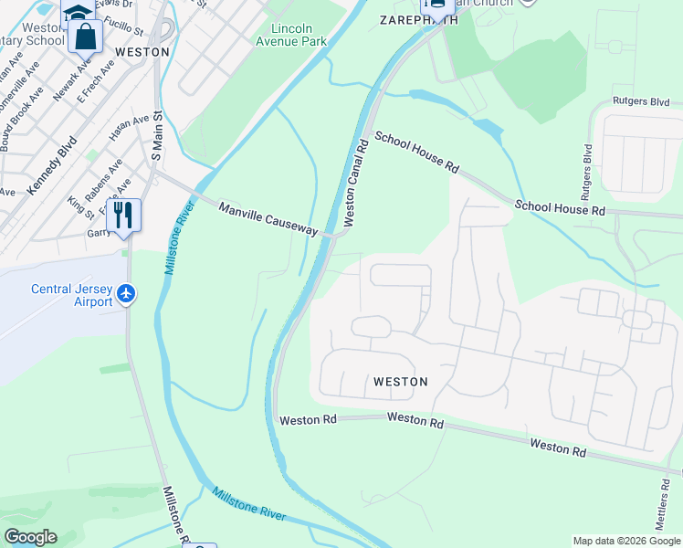 map of restaurants, bars, coffee shops, grocery stores, and more near 687 Weston Canal Road in Franklin Township