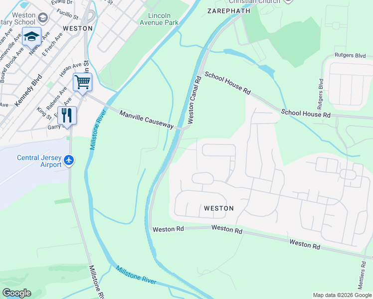 map of restaurants, bars, coffee shops, grocery stores, and more near 687 Weston Canal Road in Franklin Township