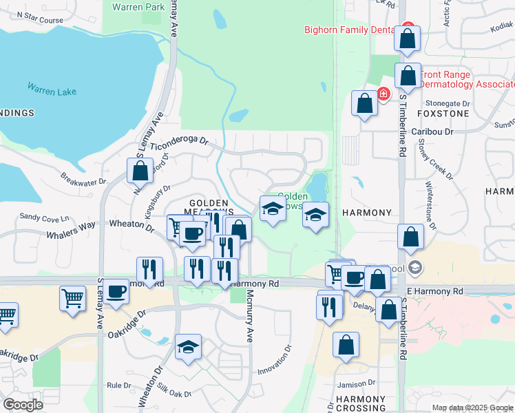 map of restaurants, bars, coffee shops, grocery stores, and more near 4400 Mcmurry Avenue in Fort Collins