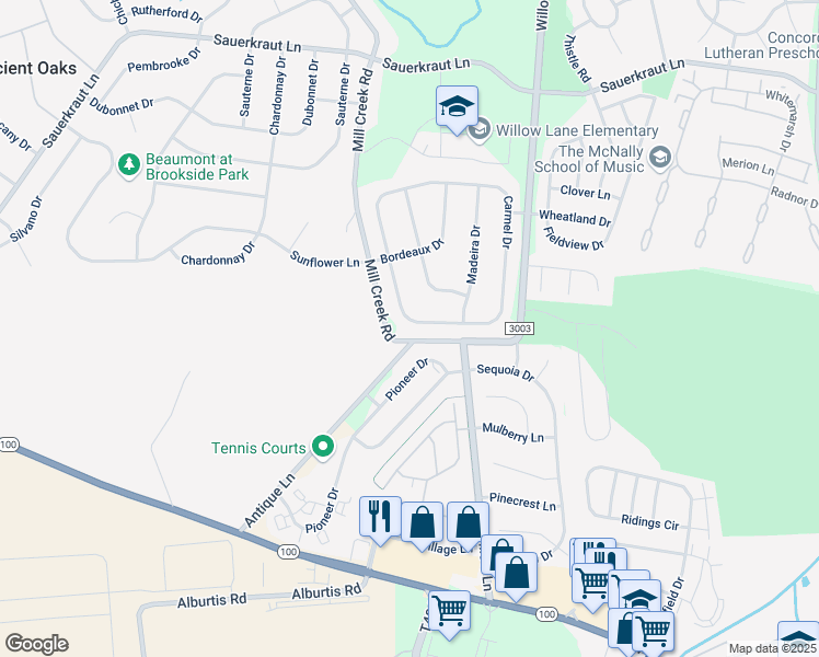 map of restaurants, bars, coffee shops, grocery stores, and more near 6520 Carmel Drive in Macungie