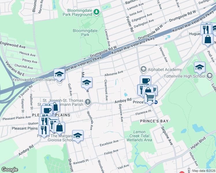 map of restaurants, bars, coffee shops, grocery stores, and more near 246 Vogel Avenue in Staten Island