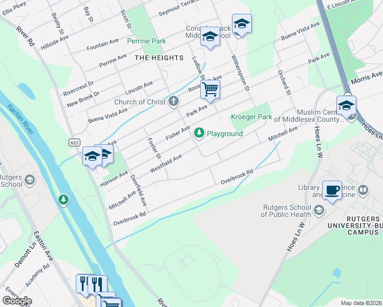 map of restaurants, bars, coffee shops, grocery stores, and more near 273 Westfield Avenue in Piscataway