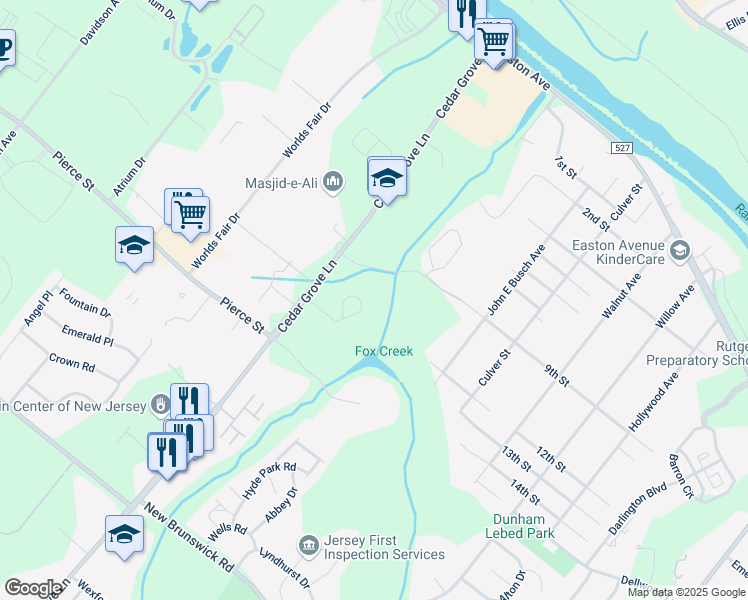 map of restaurants, bars, coffee shops, grocery stores, and more near 66 Cedar Grove Lane in Franklin Township