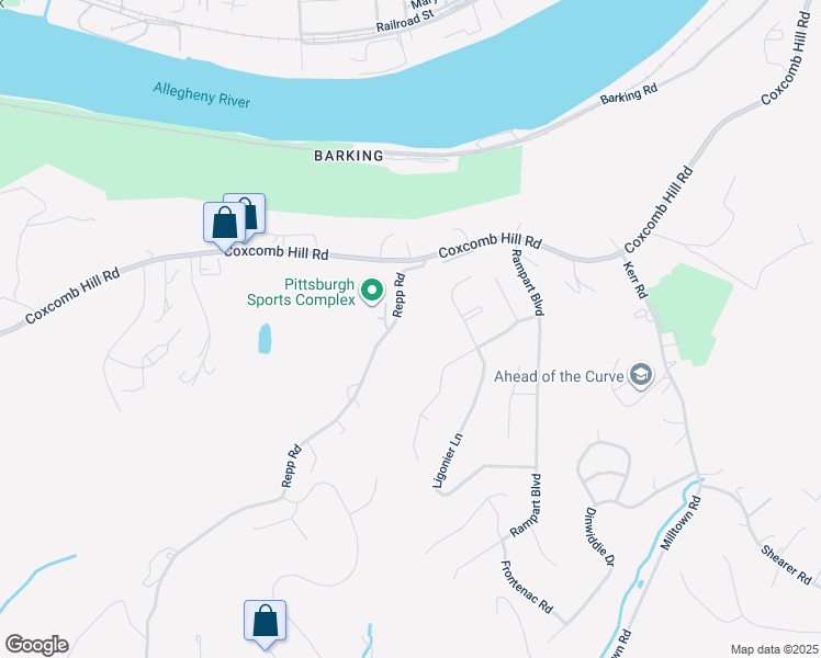 map of restaurants, bars, coffee shops, grocery stores, and more near 211 1/2 Duquesne Boulevard in New Kensington