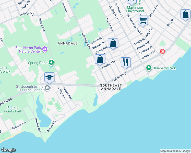 map of restaurants, bars, coffee shops, grocery stores, and more near 20 Allen Place in Staten Island