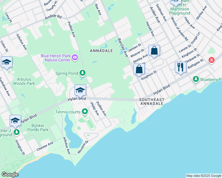 map of restaurants, bars, coffee shops, grocery stores, and more near 25 Newton Street in Staten Island