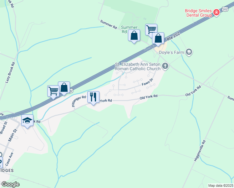map of restaurants, bars, coffee shops, grocery stores, and more near 304 Sparrow Court in Hunterdon County