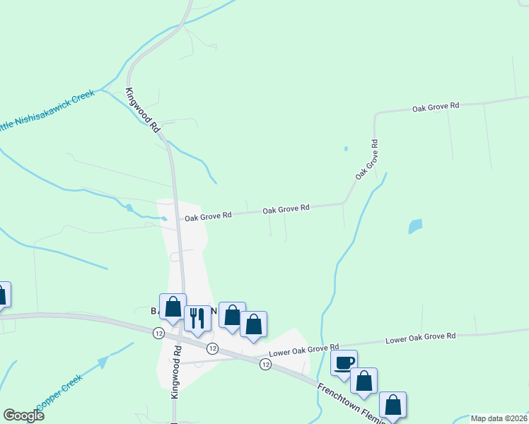 map of restaurants, bars, coffee shops, grocery stores, and more near 560 Oak Grove Road in Frenchtown