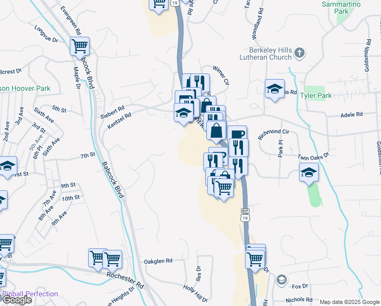 map of restaurants, bars, coffee shops, grocery stores, and more near 4859 McKnight Road in Pittsburgh