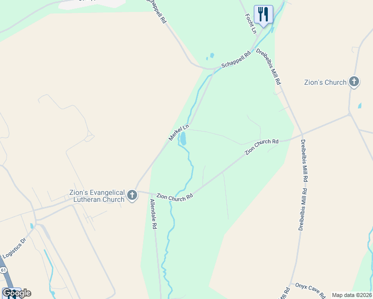 map of restaurants, bars, coffee shops, grocery stores, and more near 175 Merkel Lane in Shoemakersville