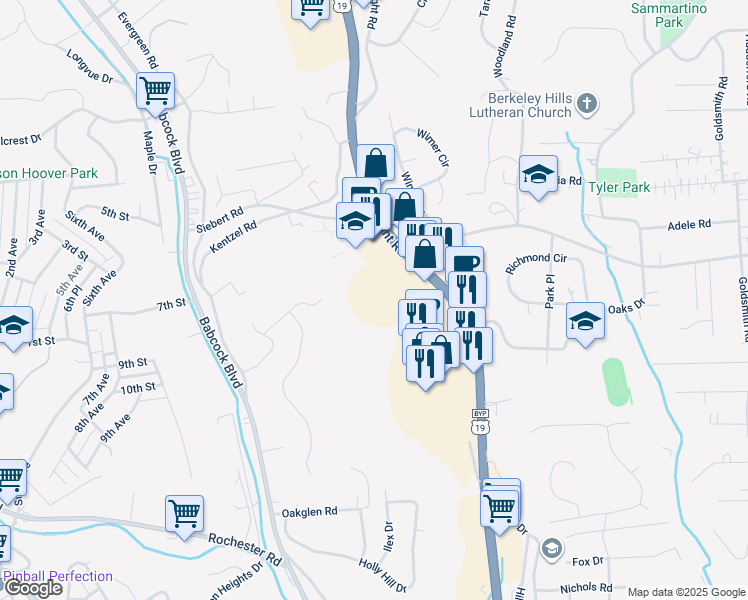 map of restaurants, bars, coffee shops, grocery stores, and more near 4859 McKnight Road in Pittsburgh