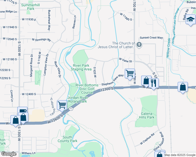 map of restaurants, bars, coffee shops, grocery stores, and more near 12191 South 920 West in Draper