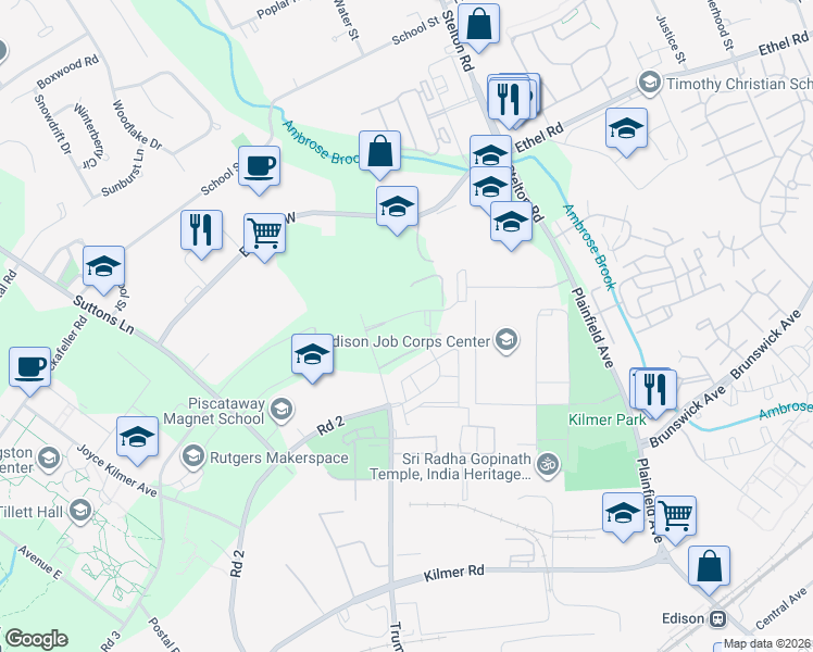 map of restaurants, bars, coffee shops, grocery stores, and more near 8 Mindy Lane in Piscataway