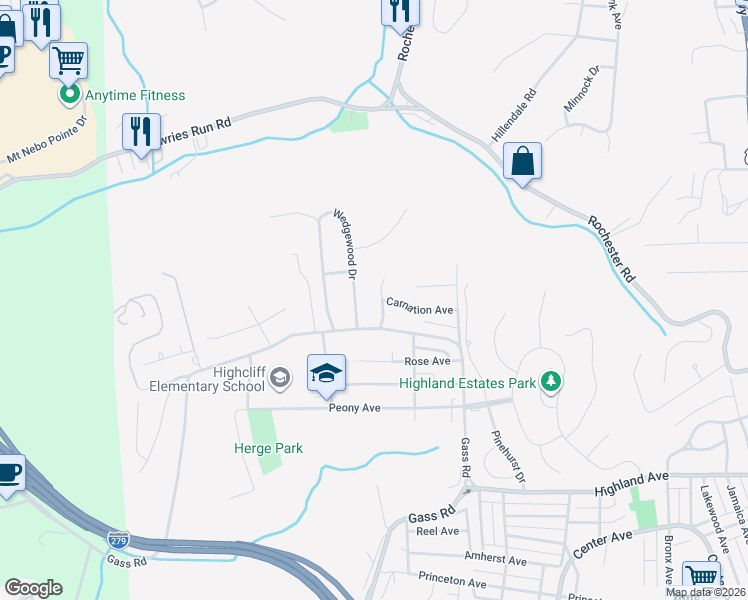map of restaurants, bars, coffee shops, grocery stores, and more near 109 Ivy Road in Pittsburgh