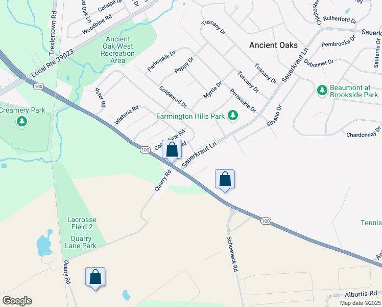 map of restaurants, bars, coffee shops, grocery stores, and more near 7356 Sauerkraut Lane in Macungie