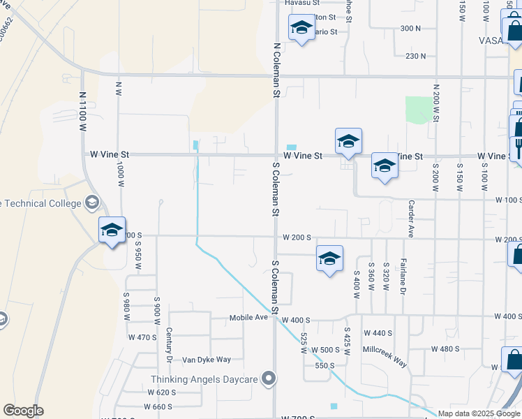 map of restaurants, bars, coffee shops, grocery stores, and more near 146 South Coleman Street in Tooele