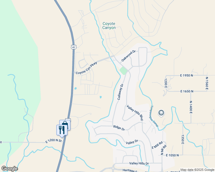 map of restaurants, bars, coffee shops, grocery stores, and more near 403 East 1720 North in Daniel