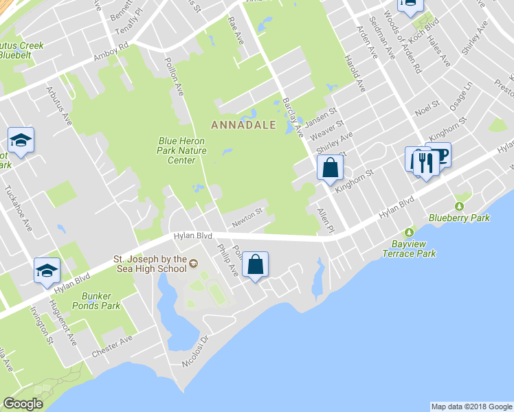 map of restaurants, bars, coffee shops, grocery stores, and more near 37 Newton Street in Staten Island