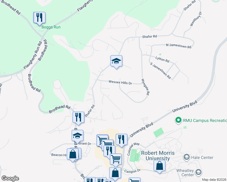 map of restaurants, bars, coffee shops, grocery stores, and more near 255 Wyngate Road in Carnot-Moon
